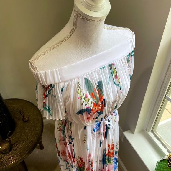 Ted Baker Luner Jamboree Pleated Off Shoulder Hi Low Dress TB 1 US 4 - Picture 5 of 13